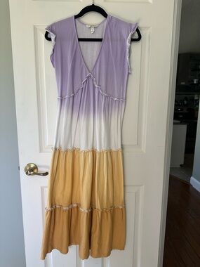 Speechless Lavender, White & Mustard Tiered Maxi Dress